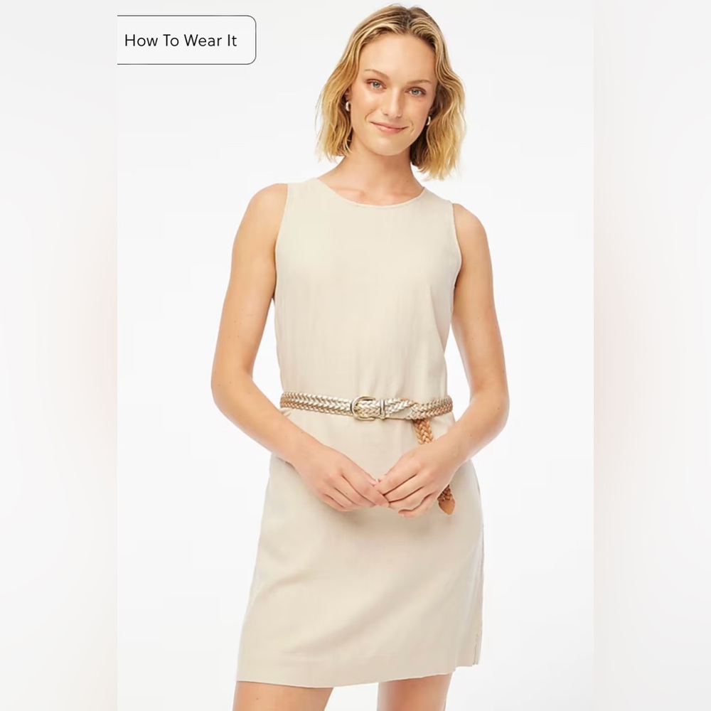 Linen blend shift mini dress